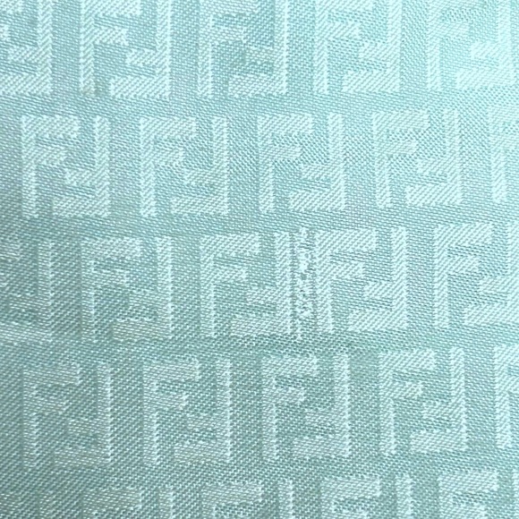 Fendi Monogram Blue Green Logo Nylon Beach Bag - Picture 14 of 16